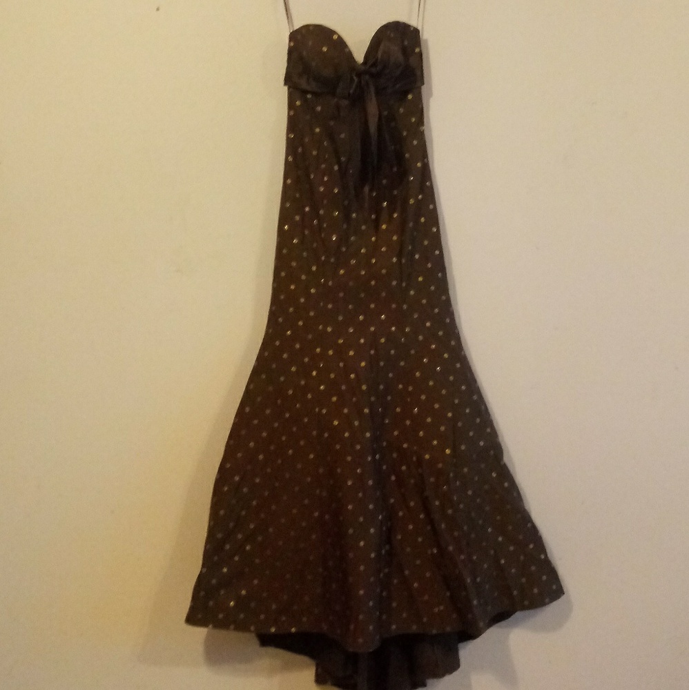 JOVANI| Brown Polkadot Formal Gown